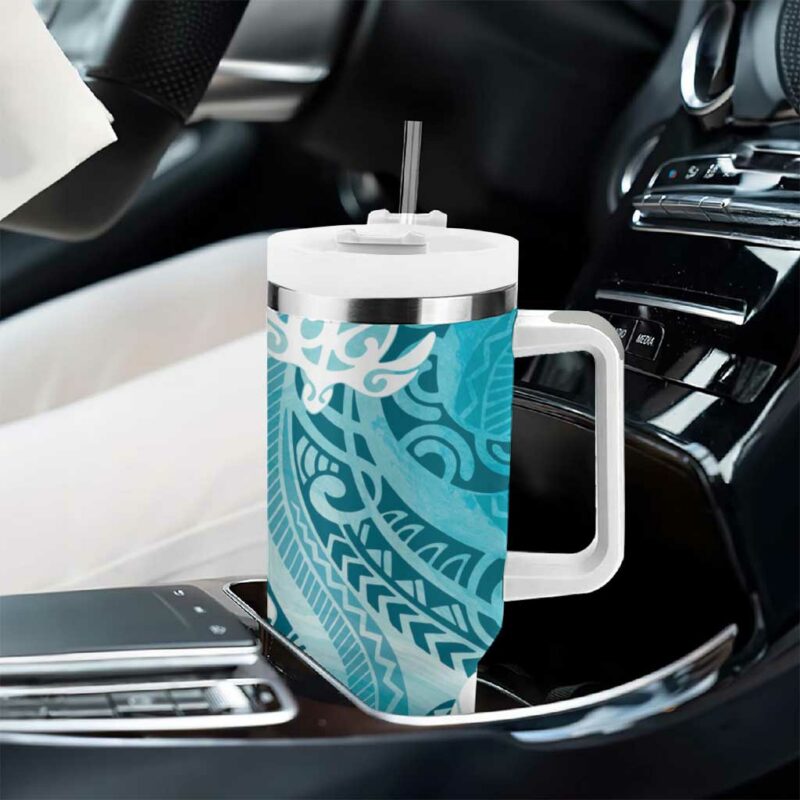 Polynesia Turtle Watercolor Abstract Custom Stanley Quencher 40oz Stainless Steel Tumbler With Handle - Threewoofs - Image 8
