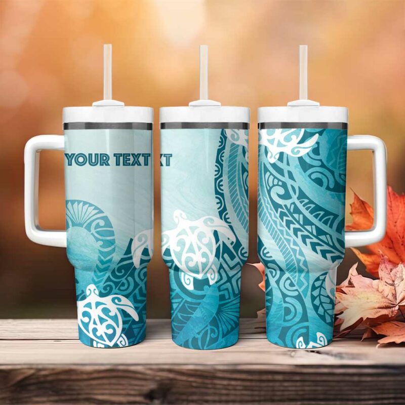Polynesia Turtle Watercolor Abstract Custom Stanley Quencher 40oz Stainless Steel Tumbler With Handle - Threewoofs - Image 4