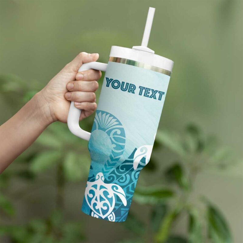Polynesia Turtle Watercolor Abstract Custom Stanley Quencher 40oz Stainless Steel Tumbler With Handle - Threewoofs - Image 3