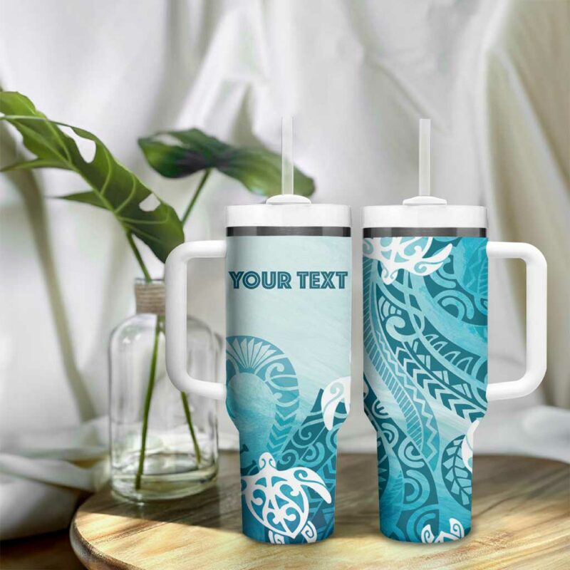 Polynesia Turtle Watercolor Abstract Custom Stanley Quencher 40oz Stainless Steel Tumbler With Handle - Threewoofs - Image 9