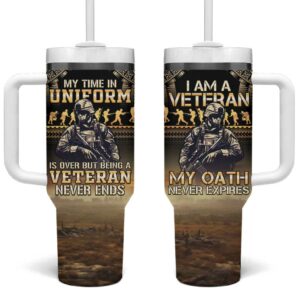 Polynesia Veterans Day Thank You Veterans Polynesian Custom Stanley Quencher 40oz Stainless Steel Tumbler With Handle - Threewoofs
