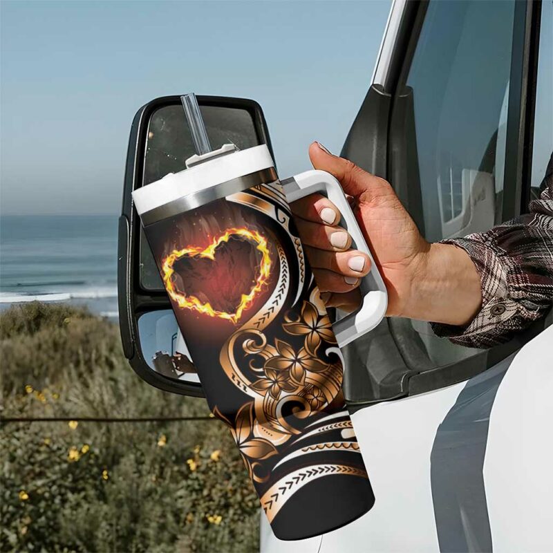 Polynesian Fiery Heart Passionate Love Custom Stanley Quencher 40oz Stainless Steel Tumbler With Handle - Threewoofs - Image 7