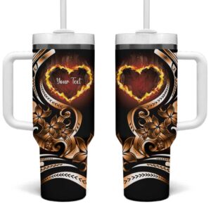 Polynesian Fiery Heart Passionate Love Custom Stanley Quencher 40oz Stainless Steel Tumbler With Handle - Threewoofs