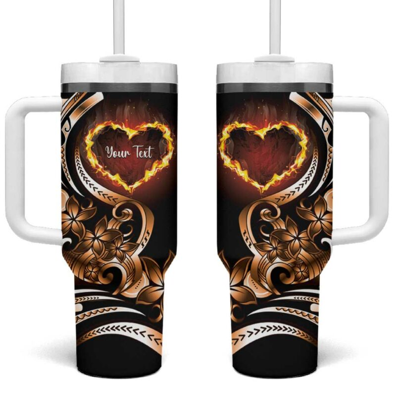 Polynesian Fiery Heart Passionate Love Custom Stanley Quencher 40oz Stainless Steel Tumbler With Handle - Threewoofs