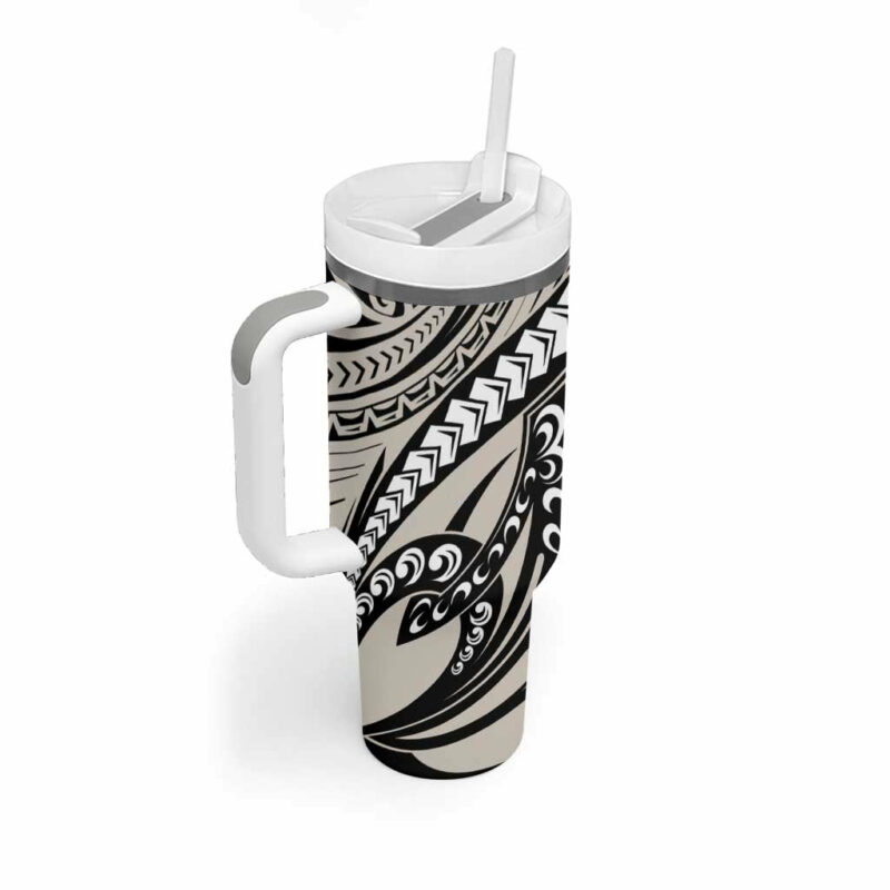 Polynesian Girl Tribal Tattoo Beige Custom Stanley Quencher 40oz Stainless Steel Tumbler With Handle - Threewoofs - Image 2