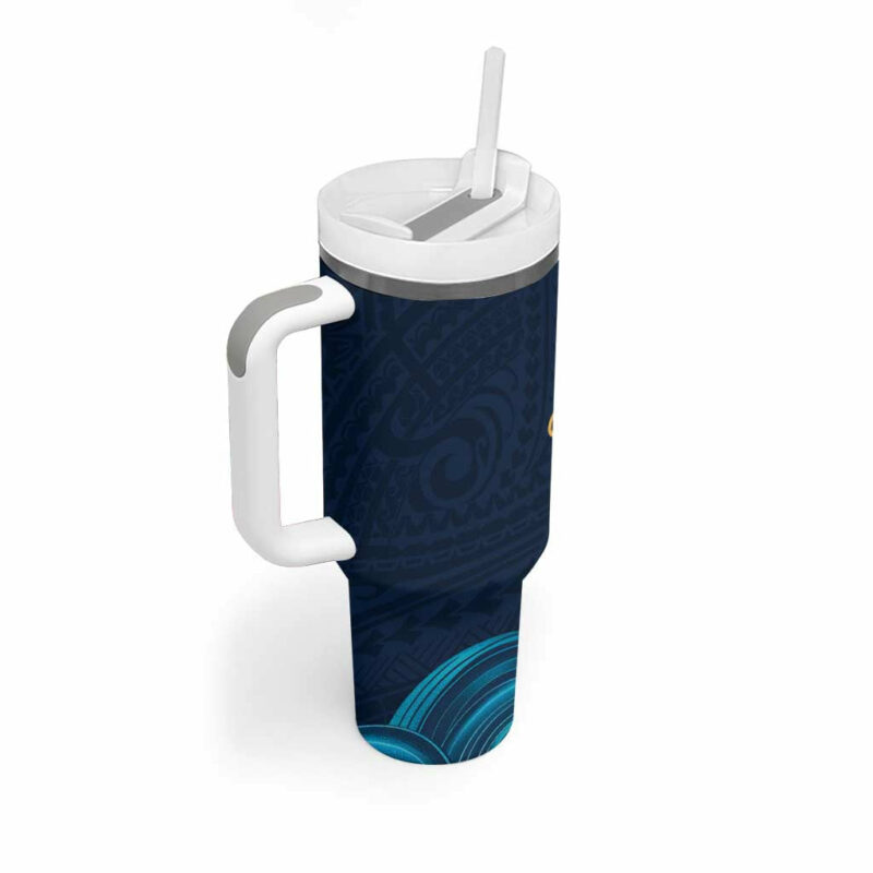 Polynesian Hibiscus Flower Waves Custom Stanley Quencher 40oz Stainless Steel Tumbler With Handle - Threewoofs - Image 2