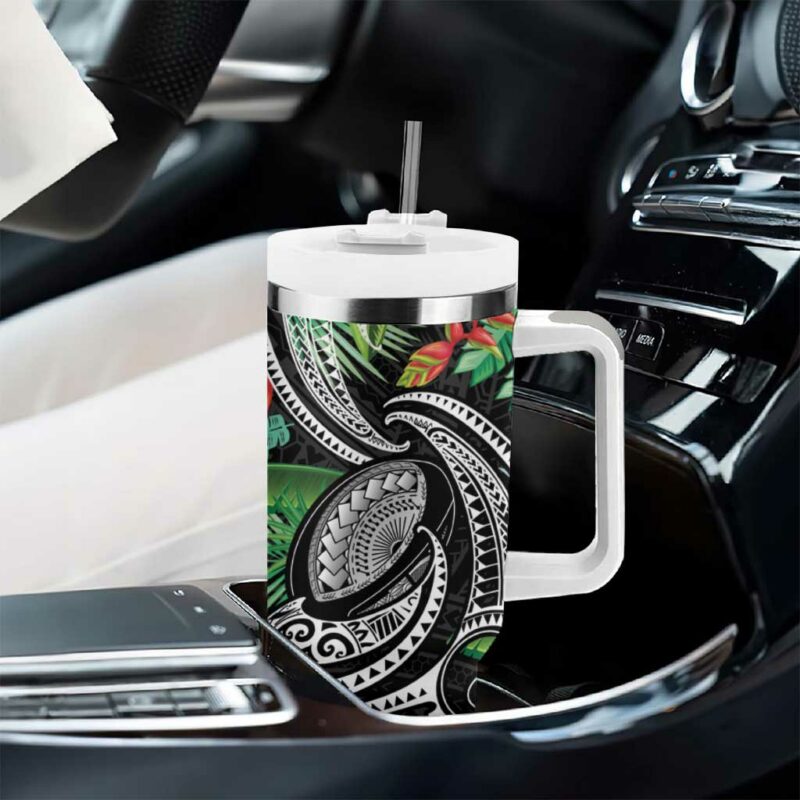 Polynesian Pacific Rugby Tribal Tropical Custom Stanley Quencher 40oz Stainless Steel Tumbler With Handle - Threewoofs - Image 8