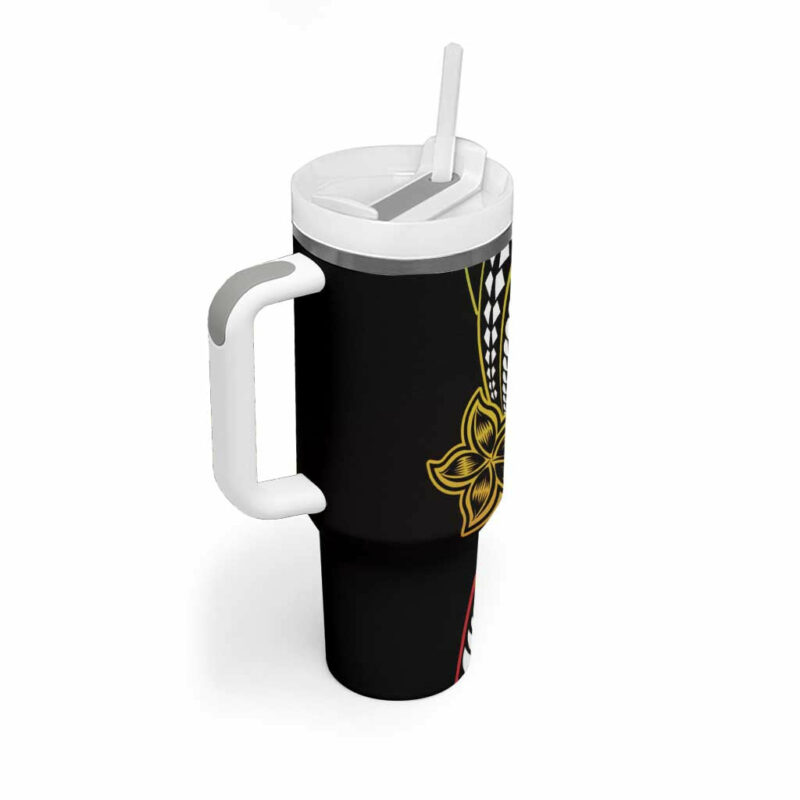 Polynesian Plumeria Floral Tattoo Reggae Custom Stanley Quencher 40oz Stainless Steel Tumbler With Handle - Threewoofs - Image 2