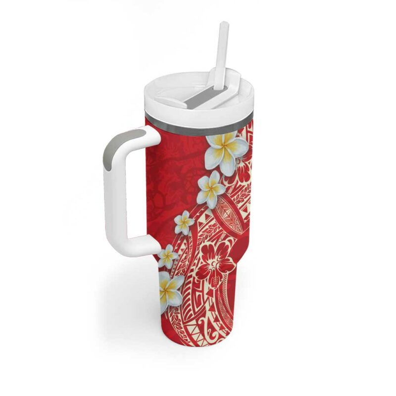 Polynesian Tattoos Frangipani Hibiscus Turtles and Tribal Motifs Vintage Custom Stanley Quencher 40oz Stainless Steel Tumbler With Handle - Threewoofs - Image 2