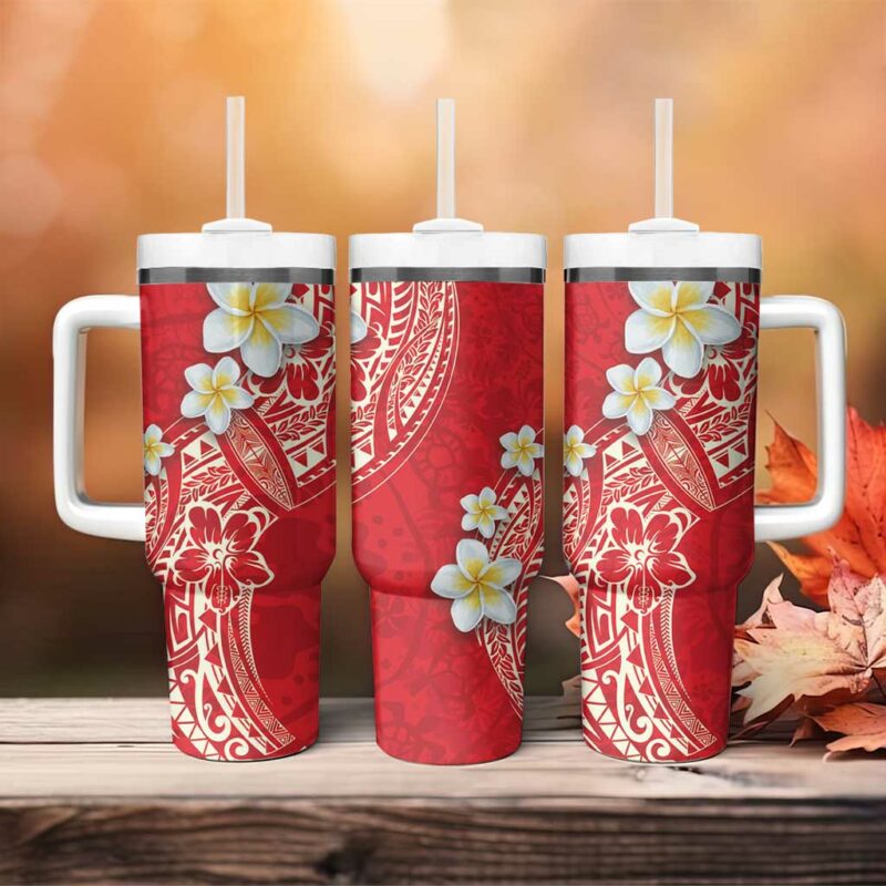Polynesian Tattoos Frangipani Hibiscus Turtles and Tribal Motifs Vintage Custom Stanley Quencher 40oz Stainless Steel Tumbler With Handle - Threewoofs - Image 4