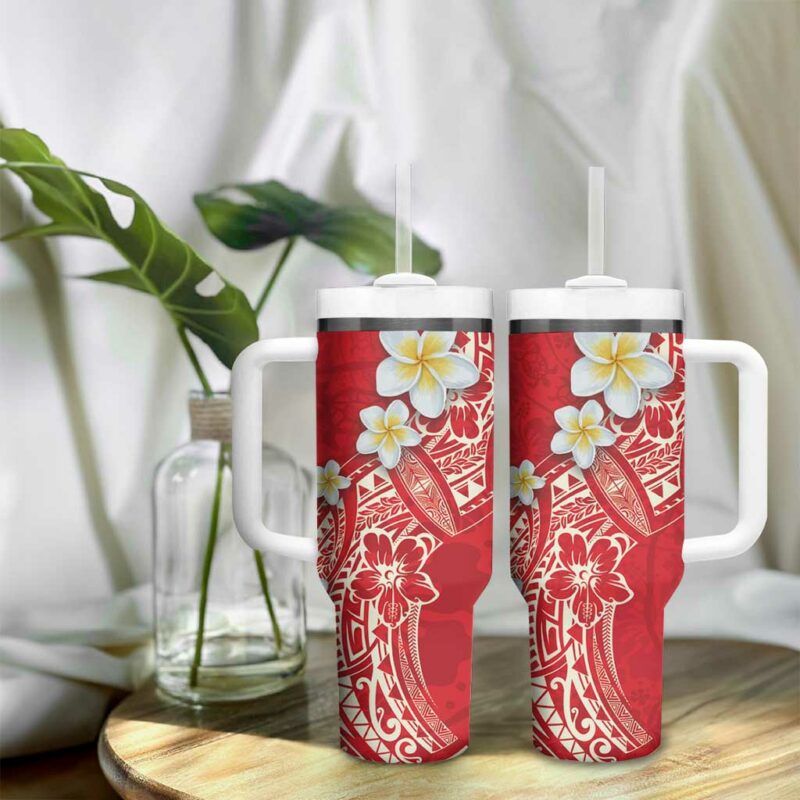 Polynesian Tattoos Frangipani Hibiscus Turtles and Tribal Motifs Vintage Custom Stanley Quencher 40oz Stainless Steel Tumbler With Handle - Threewoofs - Image 9