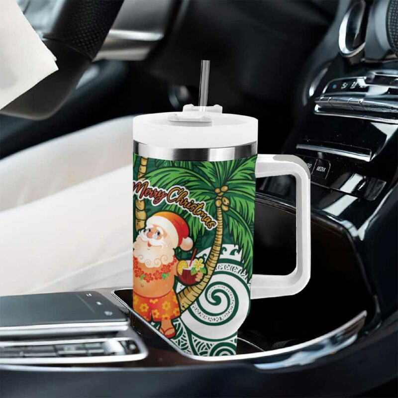 Polynesian Tropical anta Plumeria Green Vintage Custom Stanley Quencher 40oz Stainless Steel Tumbler With Handle - Threewoofs - Image 8