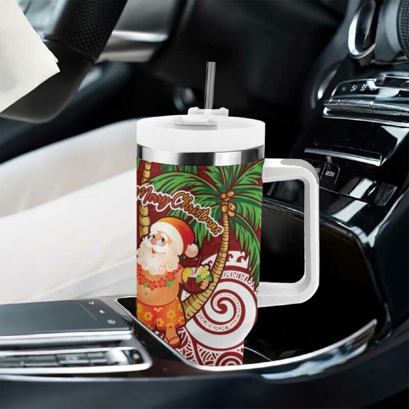 Polynesian Tropical anta Plumeria Red Vintage Custom Stanley Quencher 40oz Stainless Steel Tumbler With Handle - Threewoofs - Image 8