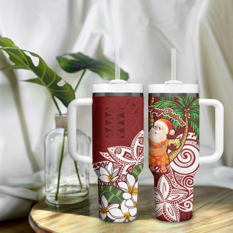 Polynesian Tropical anta Plumeria Red Vintage Custom Stanley Quencher 40oz Stainless Steel Tumbler With Handle - Threewoofs - Image 9