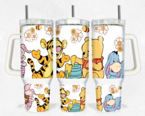 Cute Cartoon Character Tumbler with Handle - Double-Wall Insulated, Leak-Proof Lid, 40oz