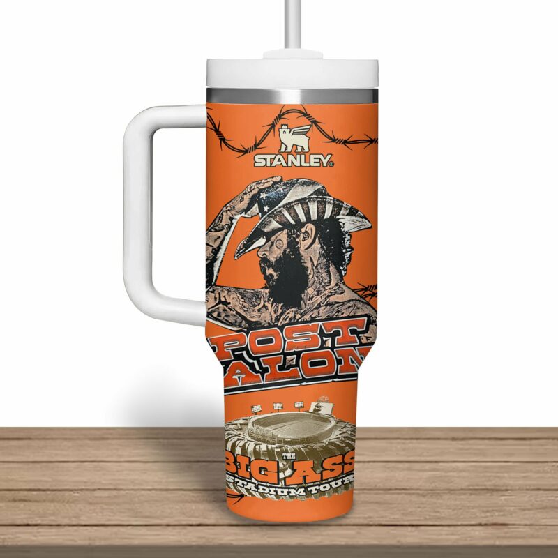 Post Malone Music Custom Stanley Quencher 40oz Stainless Steel Tumbler With Handle - Threewoofs - Image 2