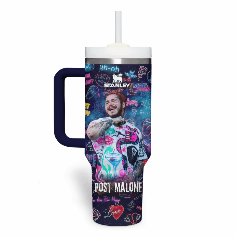 Post Malone Music Custom Stanley Quencher 40oz Stainless Steel Tumbler With Handle - Threewoofs - Image 2