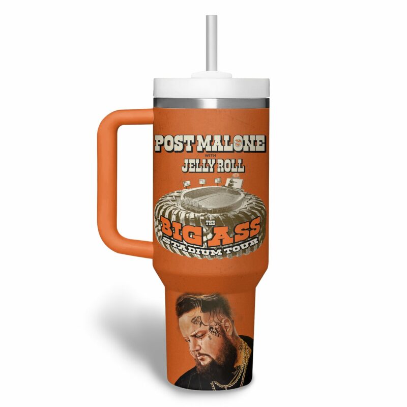 Post Malone Music Custom Stanley Quencher 40oz Stainless Steel Tumbler With Handle - Threewoofs - Image 3