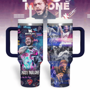 Post Malone Music Custom Stanley Quencher 40oz Stainless Steel Tumbler With Handle - Threewoofs