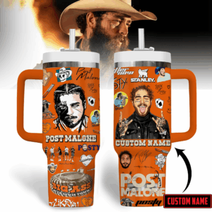 Post Malone Music Custom Stanley Quencher 40oz Stainless Steel Tumbler With Handle - Threewoofs