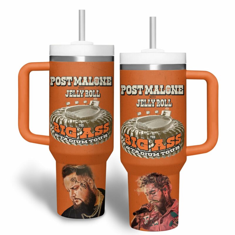 Post Malone Music Custom Stanley Quencher 40oz Stainless Steel Tumbler With Handle - Threewoofs - Image 2