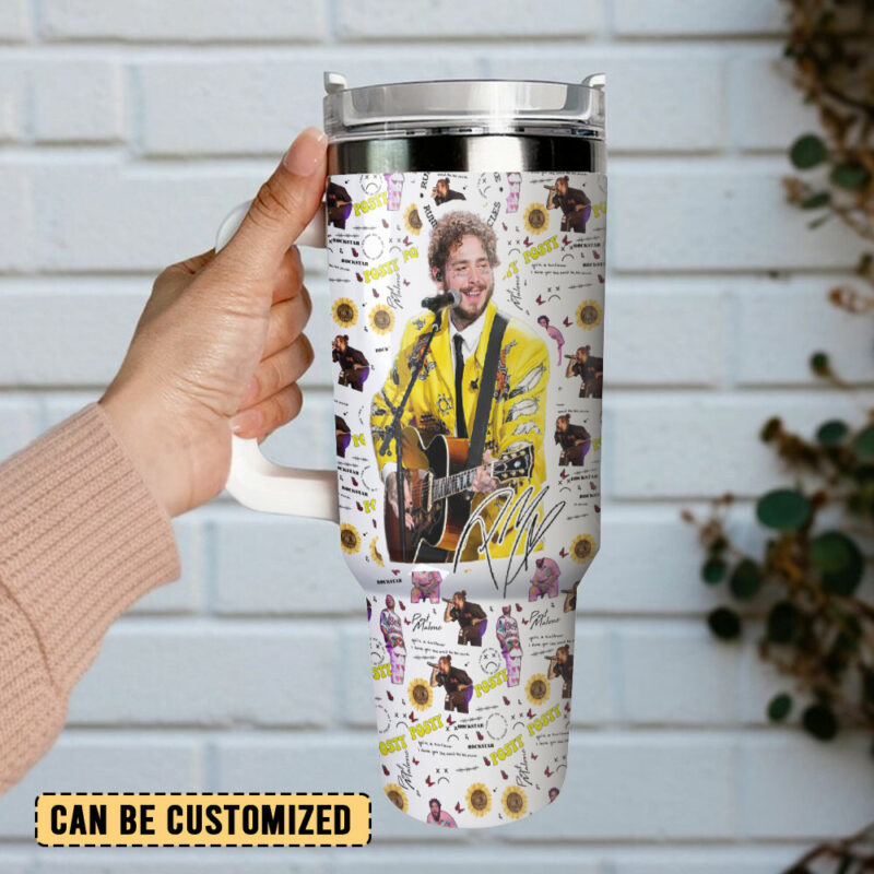 Post Malone Music Custom Stanley Quencher 40oz Stainless Steel Tumbler With Handle - Threewoofs - Image 3