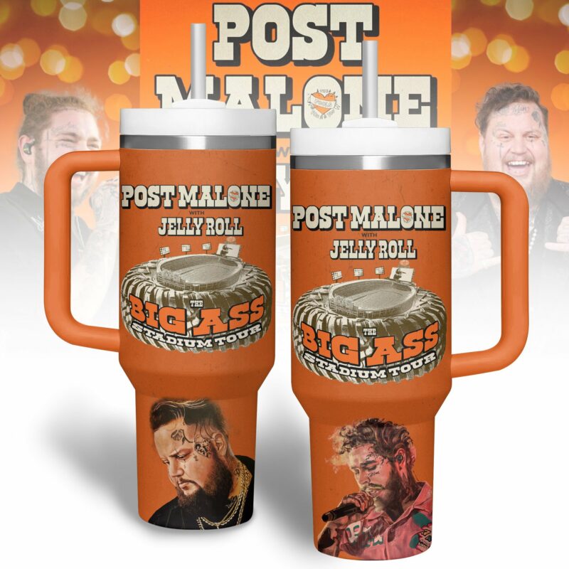 Post Malone Music Custom Stanley Quencher 40oz Stainless Steel Tumbler With Handle - Threewoofs