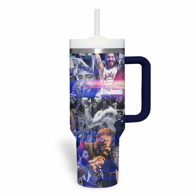 Post Malone Music Custom Stanley Quencher 40oz Stainless Steel Tumbler With Handle - Threewoofs - Image 3