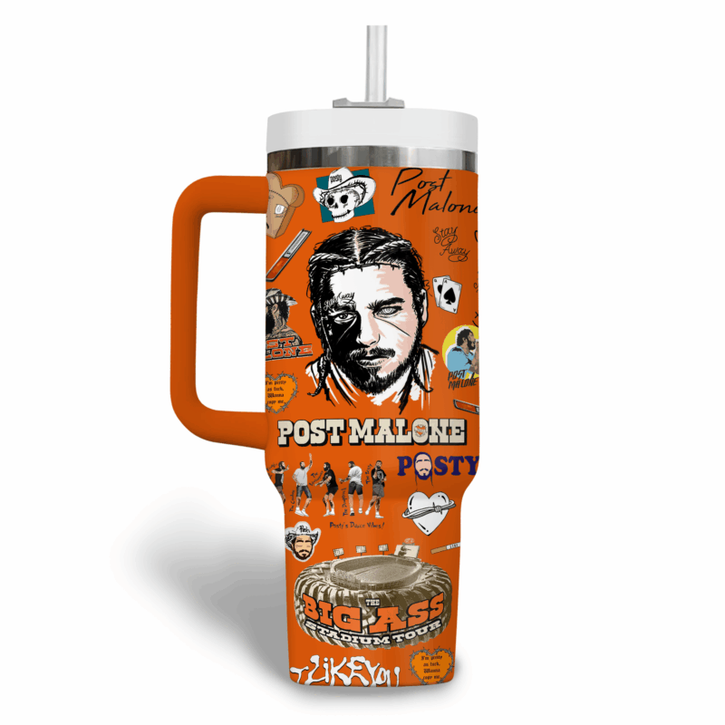 Post Malone Music Custom Stanley Quencher 40oz Stainless Steel Tumbler With Handle - Threewoofs - Image 3