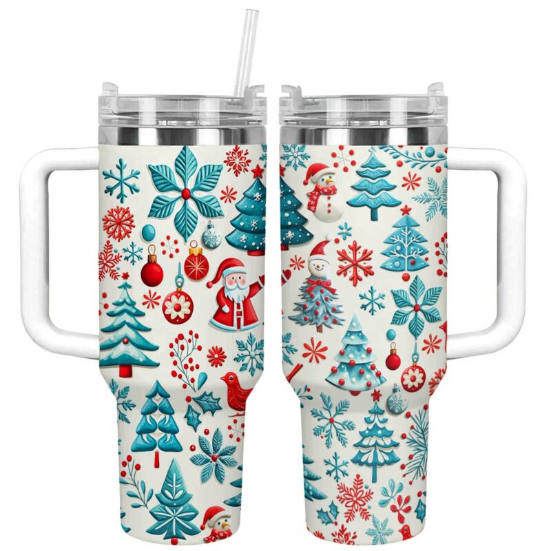 Pretty Christmas Custom Stanley Quencher 40oz Stainless Steel Tumbler With Handle - Threewoofs