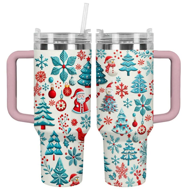 Pretty Christmas Custom Stanley Quencher 40oz Stainless Steel Tumbler With Handle - Threewoofs - Image 3