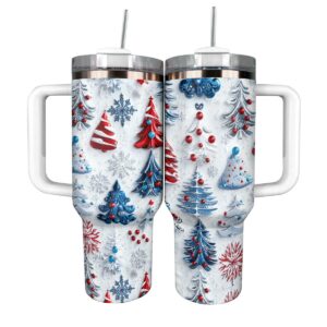 Pretty Christmas Trees Custom Stanley Quencher 40oz Stainless Steel Tumbler With Handle - Threewoofs