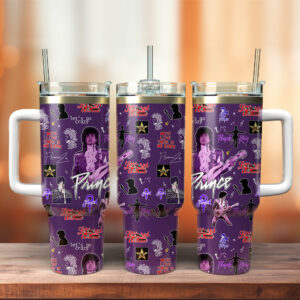 Prince Music Custom Stanley Quencher 40oz Stainless Steel Tumbler With Handle - Threewoofs