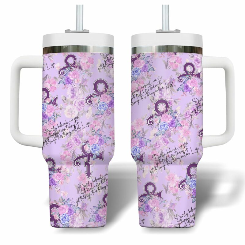 Prince Music Custom Stanley Quencher 40oz Stainless Steel Tumbler With Handle - Threewoofs - Image 2