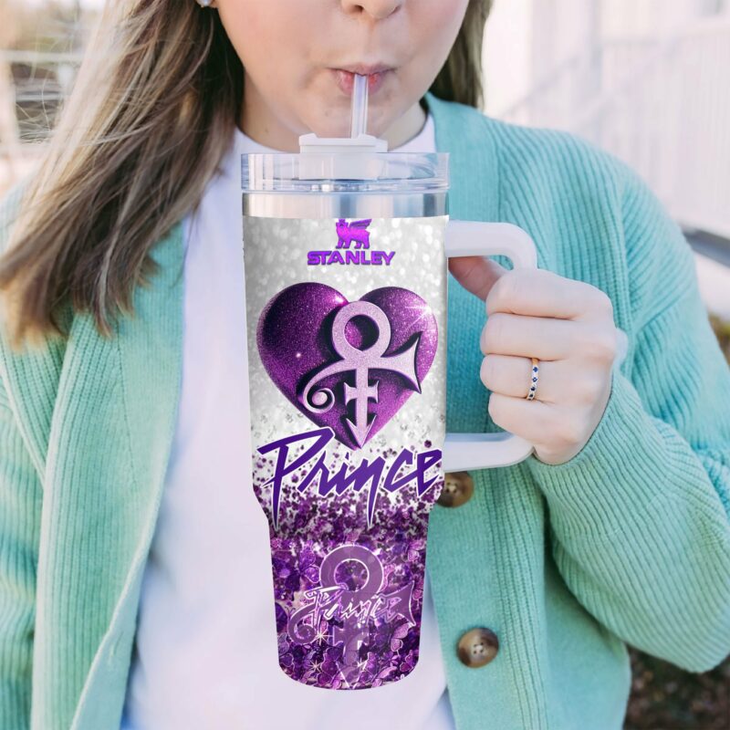 Prince Music Custom Stanley Quencher 40oz Stainless Steel Tumbler With Handle - Threewoofs - Image 2