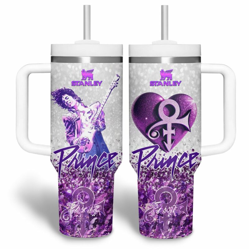 Prince Music Custom Stanley Quencher 40oz Stainless Steel Tumbler With Handle - Threewoofs - Image 4