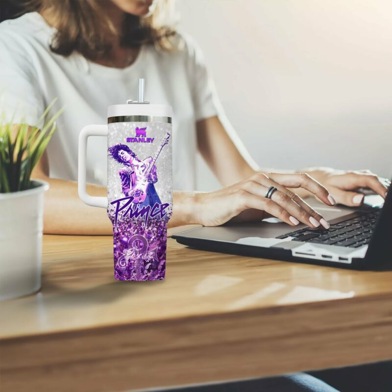 Prince Music Custom Stanley Quencher 40oz Stainless Steel Tumbler With Handle - Threewoofs - Image 3