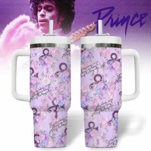 Prince Music Custom Stanley Quencher 40oz Stainless Steel Tumbler With Handle - Threewoofs