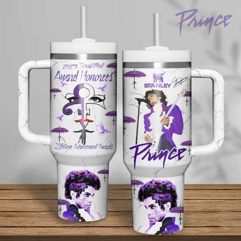 Prince Music Custom Stanley Quencher 40oz Stainless Steel Tumbler With Handle - Threewoofs - Image 2