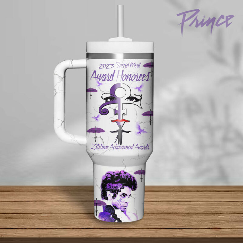 Prince Music Custom Stanley Quencher 40oz Stainless Steel Tumbler With Handle - Threewoofs - Image 4