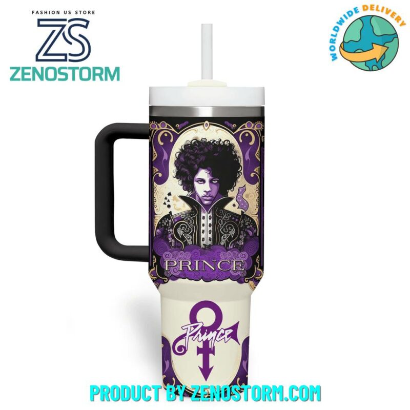 Prince Music Custom Stanley Quencher 40oz Stainless Steel Tumbler With Handle - Threewoofs - Image 3