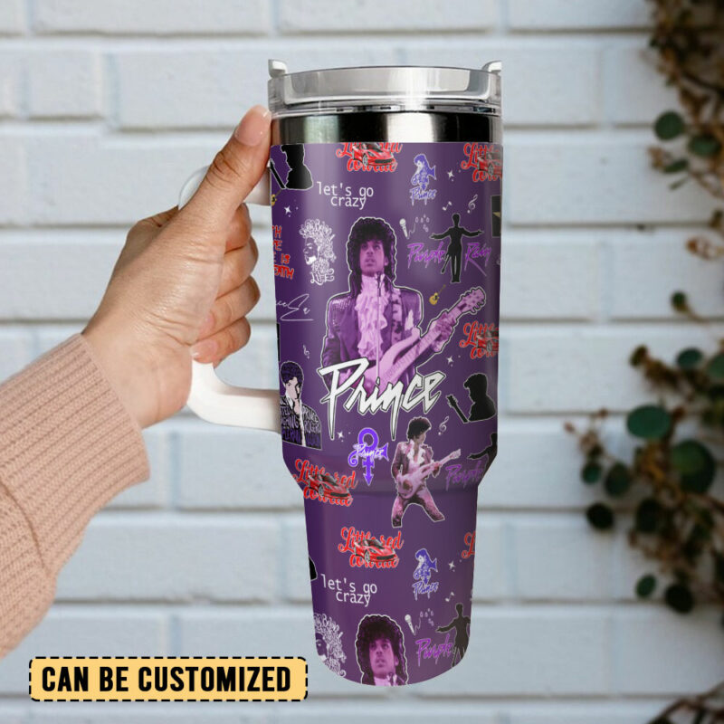Prince Music Custom Stanley Quencher 40oz Stainless Steel Tumbler With Handle - Threewoofs - Image 3