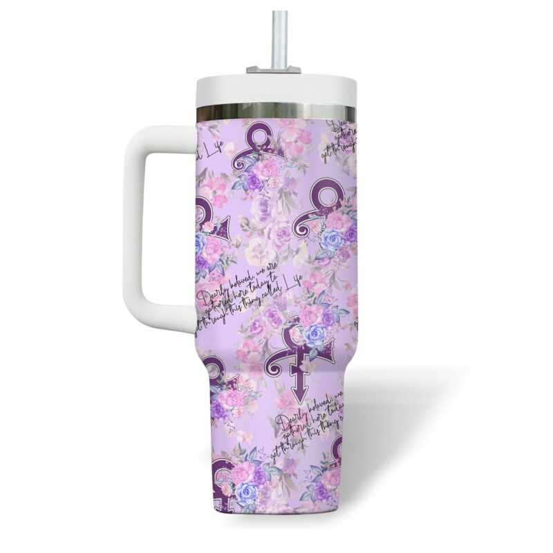 Prince Music Custom Stanley Quencher 40oz Stainless Steel Tumbler With Handle - Threewoofs - Image 3