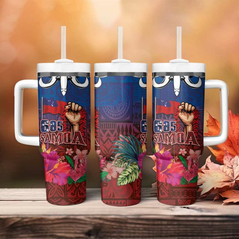 Proud of Samoa 685 Ula Nifo and Hibiscus Tapa Tribal Custom Stanley Quencher 40oz Stainless Steel Tumbler With Handle - Threewoofs - Image 4