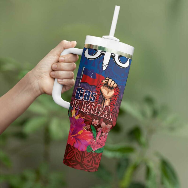 Proud of Samoa 685 Ula Nifo and Hibiscus Tapa Tribal Custom Stanley Quencher 40oz Stainless Steel Tumbler With Handle - Threewoofs - Image 3