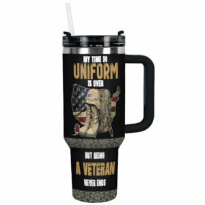 Proud Veteran Custom Stanley Quencher 40oz Stainless Steel Tumbler With Handle - Threewoofs
