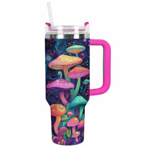 Psychedelic Mushroom Wonderland  Custom Stanley Quencher 40oz Stainless Steel Tumbler With Handle - Threewoofs