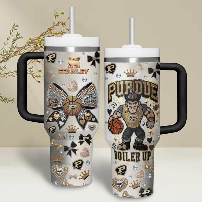 Purdue Boilermakers NCAA Custom Stanley Quencher 40oz Stainless Steel Tumbler With Handle - Threewoofs - Image 3
