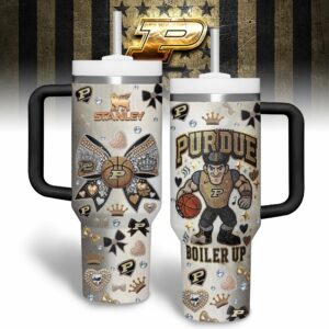 Purdue Boilermakers NCAA Custom Stanley Quencher 40oz Stainless Steel Tumbler With Handle - Threewoofs