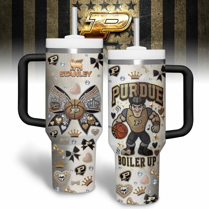 Purdue Boilermakers NCAA Custom Stanley Quencher 40oz Stainless Steel Tumbler With Handle - Threewoofs